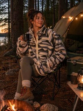 Columbia Cream, Gray & Olive Green Sherpa Fleece Jacket